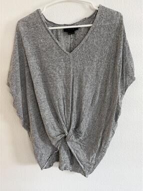 Hatch Collection 100% Linen Striped V-Neck Tee One Size Maternity Boho